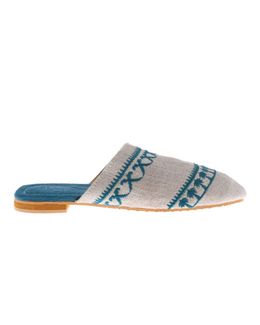 Mishkat Mamlaka Babouche Slippers for Kids (Natural & Teal) - 25/26 EU