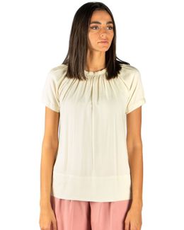 Mishkat Off-White Pleated Short Sleeves Top - L