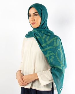 مشكاة وشاح بطبعة - أزرق - 70X180 سم