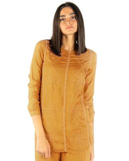 Mishkat Boho Full Sleeves Lace Front Top ( Mustard) - M