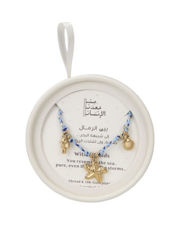 من معدن الإنسان سلسلة خيوط ملونة من مجموعة البحر مع تفاصيل ذهبية من الستانلس ستيل ومطلية ذهب عيار 18