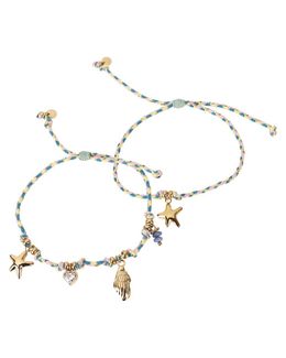 Min Maadan Alensan bracelet set with colorful threads and 18k gold-plated charms - 2 pieces - 9119533