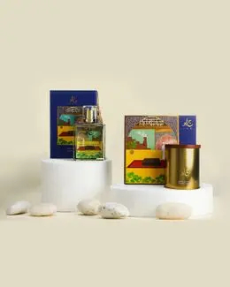 مجموعة ليالي [ معمول الهيل 80 جرام، عطر المنمنمات بالفواكه الاستوائية وخشب الصندل 100 مل]