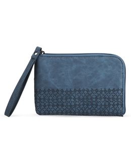 Shababuna Souvenir Vegan Leather Clutch Bag (Al-Ahsa Gypsum Ornaments) Light Blue