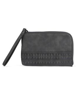 Shababuna Souvenir Vegan Leather Clutch Bag (Al-Sadu Al-Najdi Engraving) – Gray